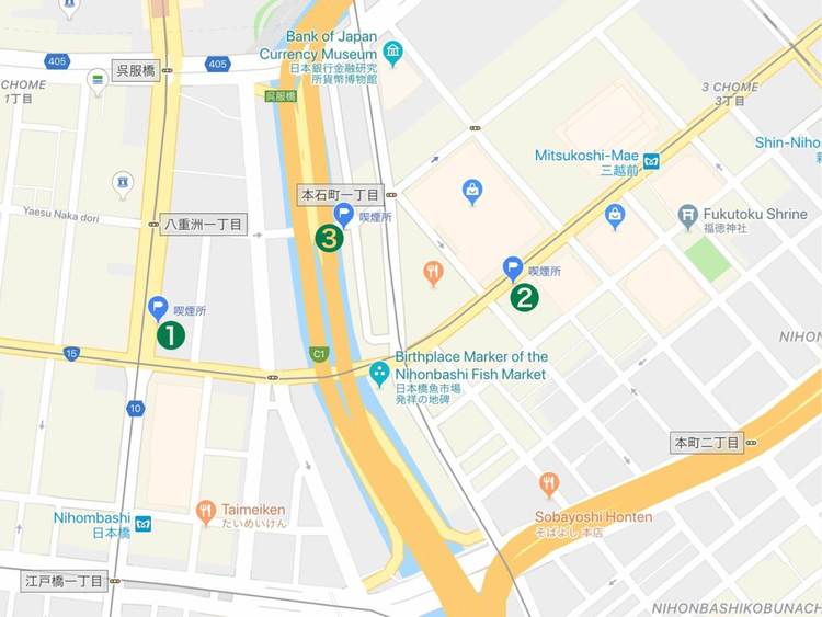 Nihonbashi Station Smoking area Map