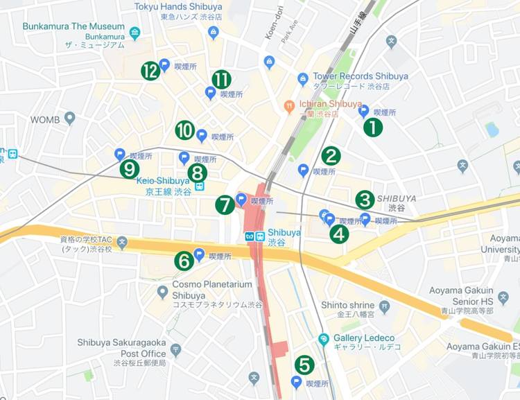 Shibuya Station Smoking Area Map